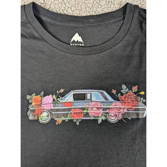 Burton Shirt Top Womens Size XS Long Sleeve Graphic Print Car Roses - Picture 3 of 8